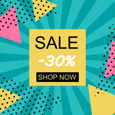 Vektör çizim. Satılık arka planda retro tarzı kartta. Deniz