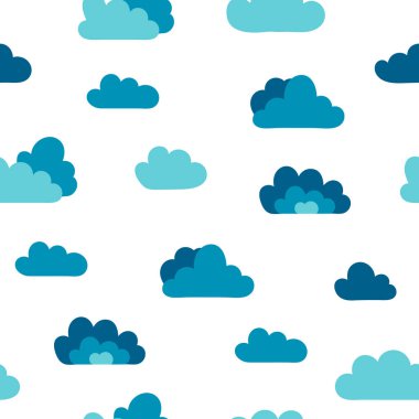 Vektör İllüstrasyon. Çizgi film bulutu ile kusursuz desen. Bulut 