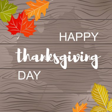 Vektör İllüstrasyon. Ahşap tex Mutlu şükran Günü kartpostal