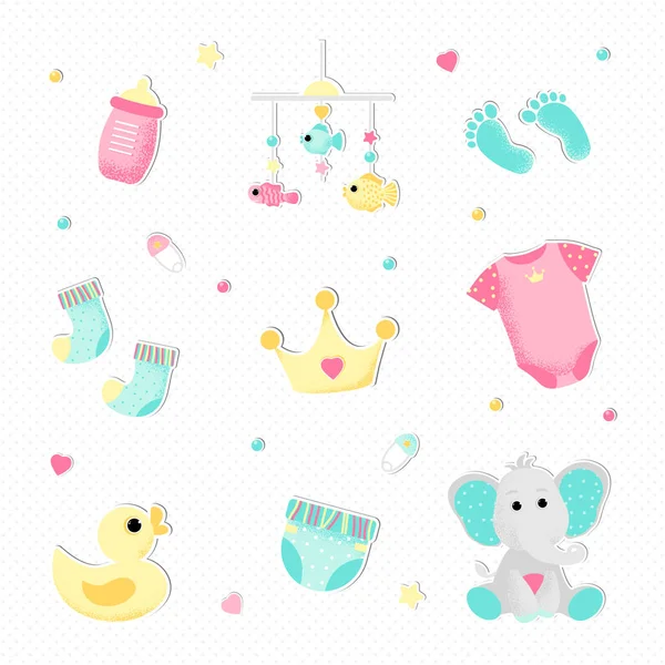 Style plat pour une fille baby shower — Image vectorielle