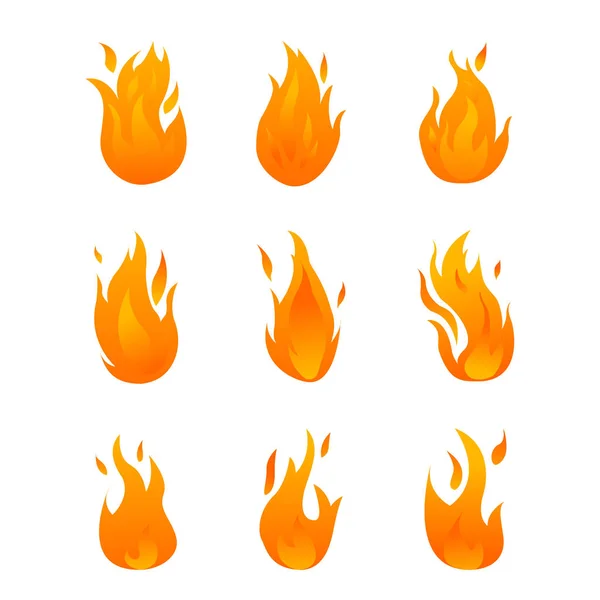 矢量插图 设置不同类型的梯度火焰 暖滤元素 — 图库矢量图片
