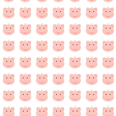 Vektör İllüstrasyon. Karikatür komik domuz desen. Dikişsiz desen