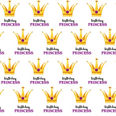 Vektör İllüstrasyon. Karikatür taçlar menekşe ile dikişsiz desen