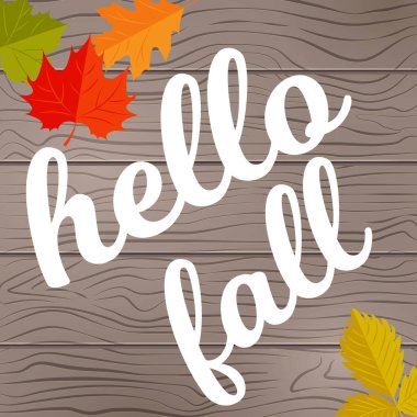 Sonbahar yapraklarla ahşap doku üzerinde arka plan