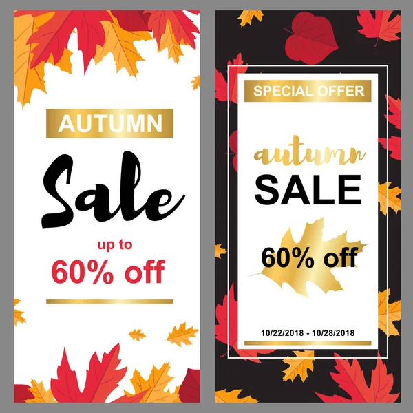 Bannière de vente avec feuilles d'automne — Image vectorielle