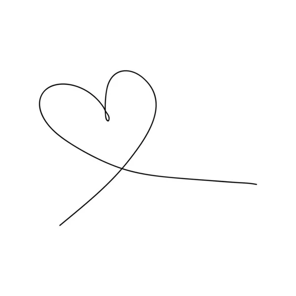 Sürekli çizgide kalp çizimi — Stok Vektör