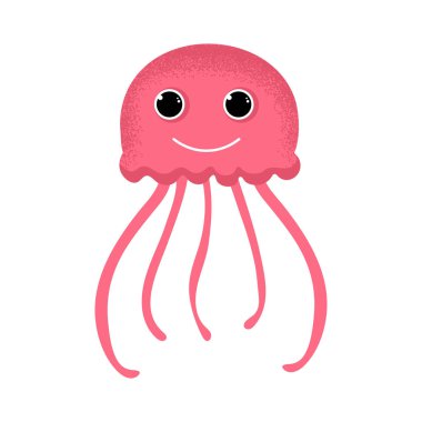 Vektör İllüstrasyon. Modern düz stil karikatür denizanası simgesi