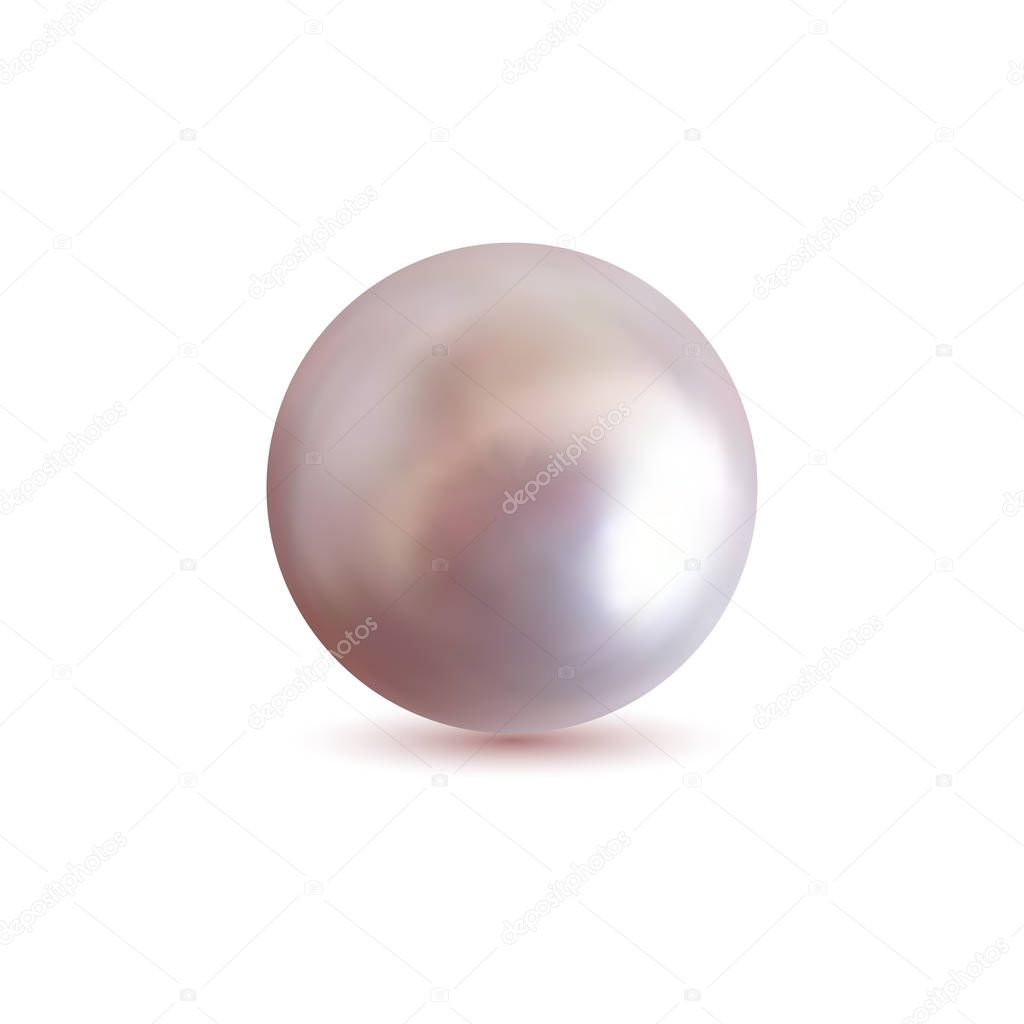 Vector Illustration. Shiny natural pink pearl with light effects