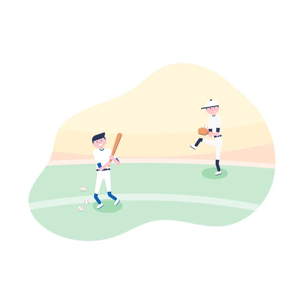 Ilustración vectorial. Jugadores de béisbol de dibujos animados — Vector de stock