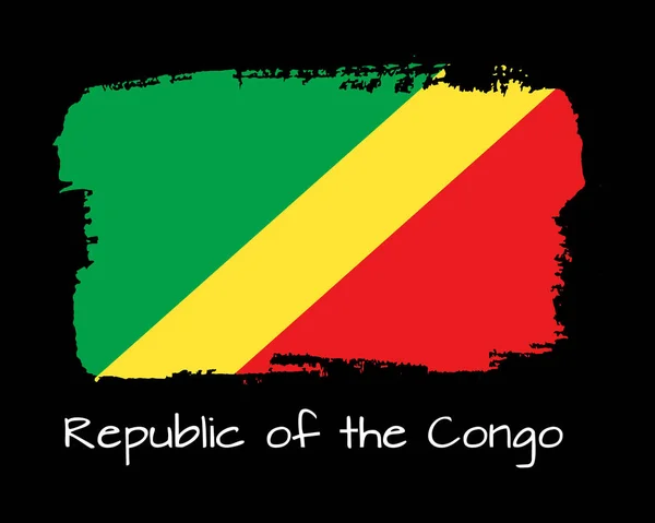 Sorteo a mano Bandera de la República del Congo — Vector de stock