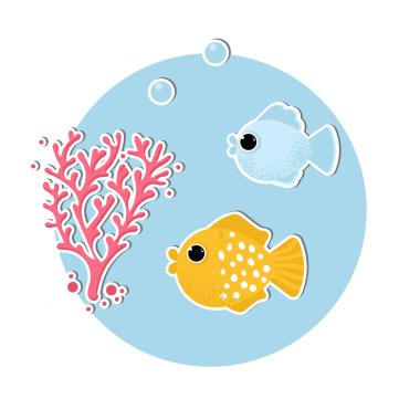 Balıklar ve mercanlar ile sualtı afiş