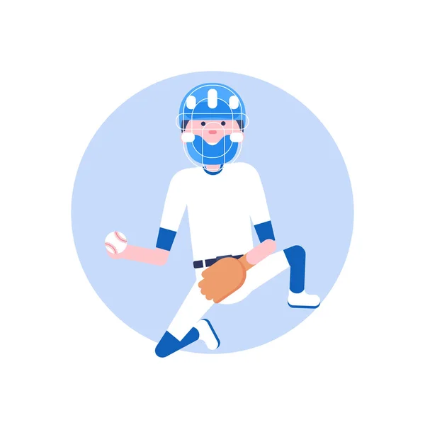 Personnage de dessin animé de baseball dans le style plat — Image vectorielle