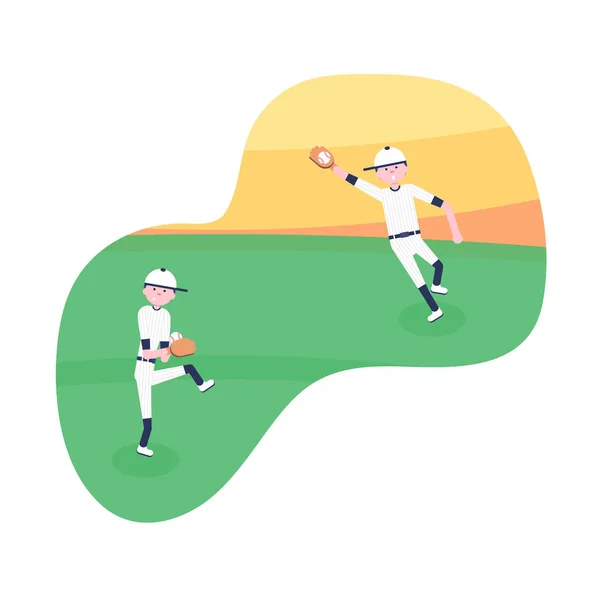 Illustration vectorielle. Joueurs de baseball dessin animé — Image vectorielle