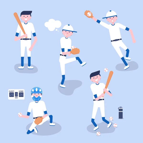 Набор бейсбольных мультипликаторов — стоковый вектор