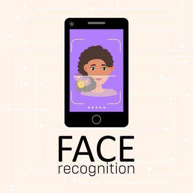 Yüz tanıma ve tanımlama konsepti.