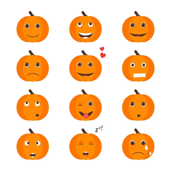 İzole pumkin sevimli gülümseme karakter seti