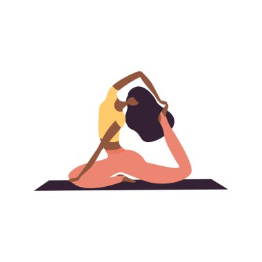 Yoga yapan bir kadın. Yoga konsepti zamanı 