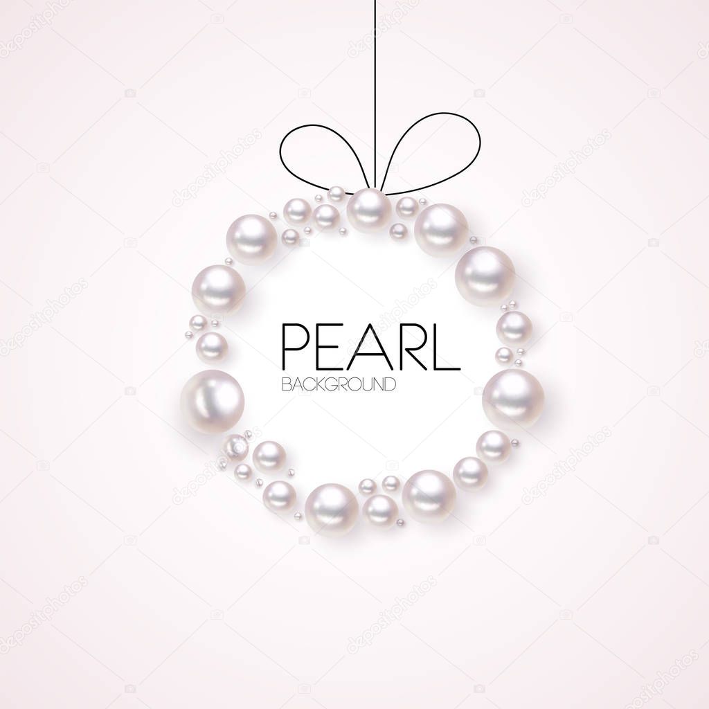 Vector fashion pearls border for card