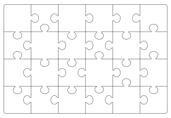 Szablon siatki puzzle. Puzzle 24 kawałki — Wektor stockowy