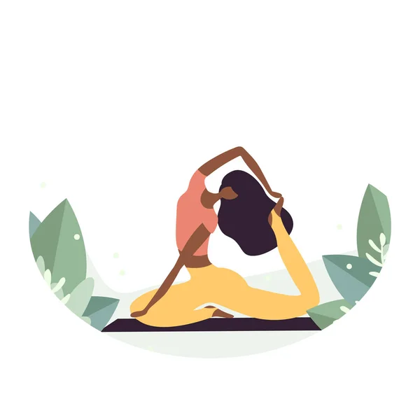 Une femme qui fait du yoga. Temps pour le concept de yoga — Image vectorielle