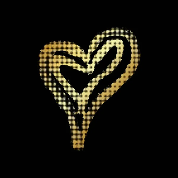 Goldenes Herz mit Kreis. Liebe Gold Symbol — Stockvektor