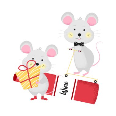 karikatür Fare beyefendi scooter sürme