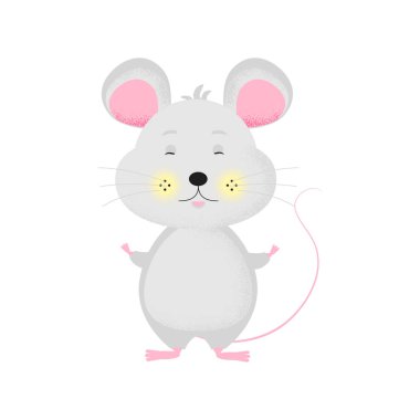 İzole modern sevimli karikatür fare rahatlatıcı