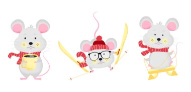 İzole sevimli karikatür Fare