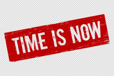 Grunge kırmızı Zaman şimdi kare kauçuk