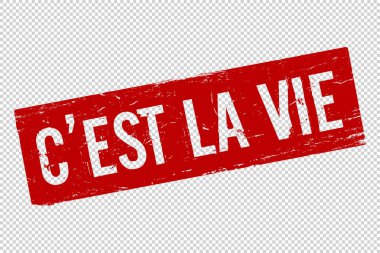 Grunge kırmızı C est la Vie kare kauçuk mühür damgası