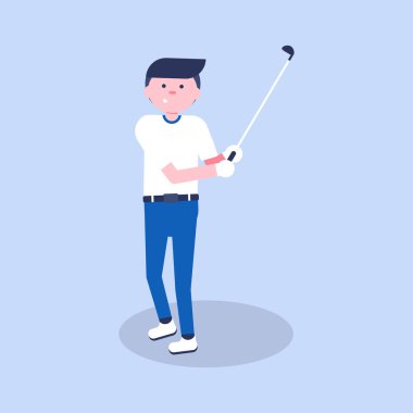 Modern düz tarzda Golf karikatür oyuncu