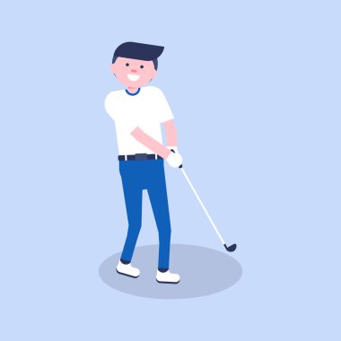 Modern düz tarzda Golf karikatür oyuncu