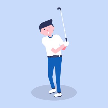 Modern düz tarzda Golf karikatür oyuncu