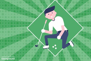 Düz tarzda Golf çizgi film karakteri