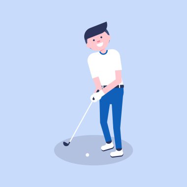 Modern düz tarzda Golf karikatür oyuncu