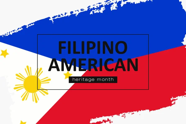 Dibuje a mano Filipino patrimonio americano bandera vector — Vector de stock