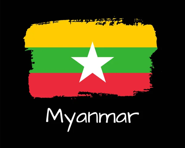 El Myanmar bayrağı çizin. Vektör — Stok Vektör