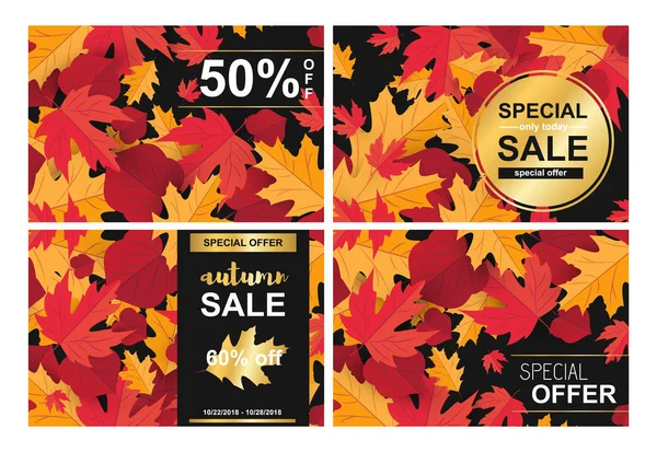 Bannière de vente de saison avec feuille d'automne — Image vectorielle