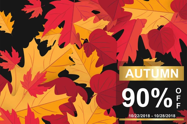 Banner de venta de temporada con hoja de otoño — Vector de stock