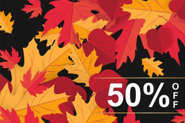 Sonbahar sonbahar yaprağı ile Sezon satış afiş 