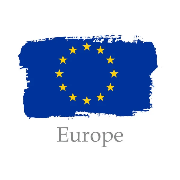 Dibuja a mano la bandera de Europa en tinta. Vector — Vector de stock