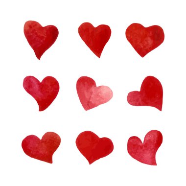 Vektörde izole edilmiş kırmızı suluboya kalp