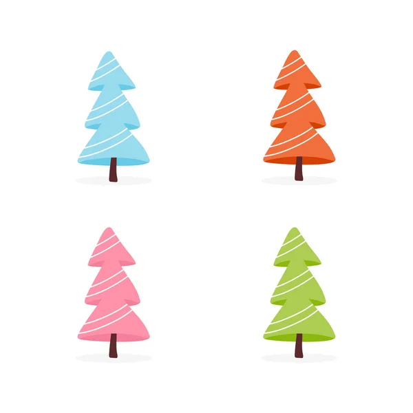 Sada izolovaných vánočních stromků v plochém stylu — Stockový vektor