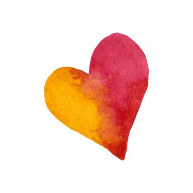 Vektörde izole edilmiş kırmızı suluboya kalp