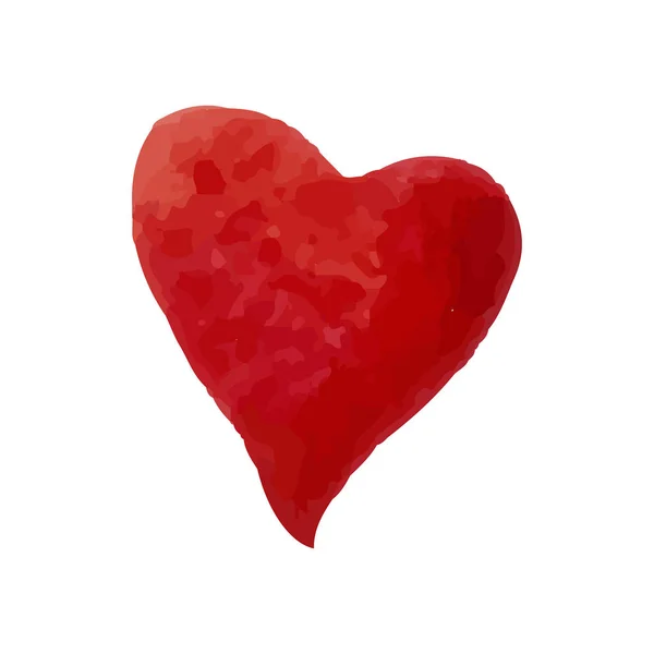 Isoliertes rotes Aquarell Herz in Vektor — Stockvektor