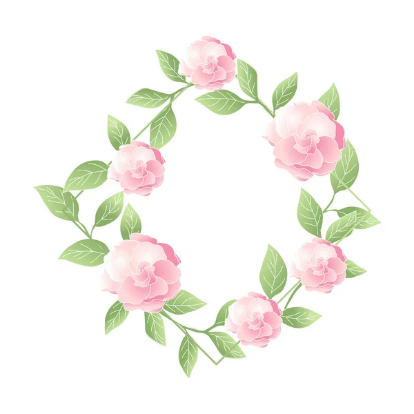Квітковий рожевий квітковий ромб рамка. Ізольовані — стоковий вектор