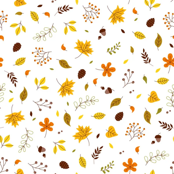 Patrón sin costuras con linda hoja de otoño — Vector de stock