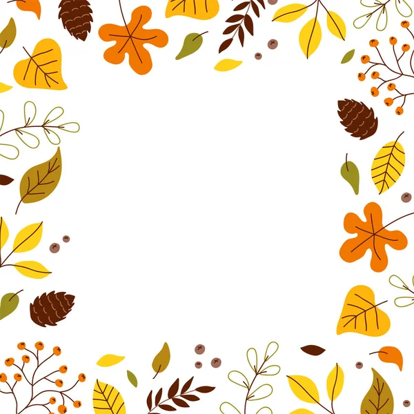 Feuille d'automne mignonne isolée et petits fruits — Image vectorielle