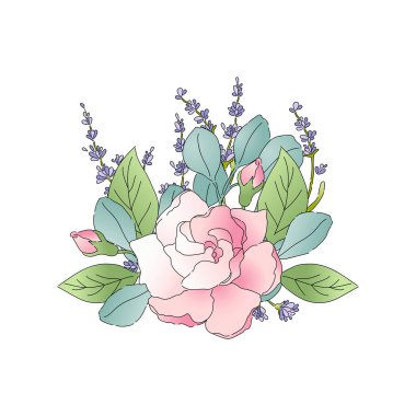 Ayrı pembe çiçek kompozisyonu