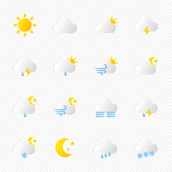 Set di icone meteo isolate — Vettoriale Stock